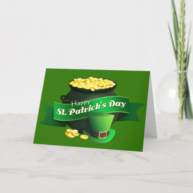 Pot of Gold St Patrick's Day Holiday Card (Front)