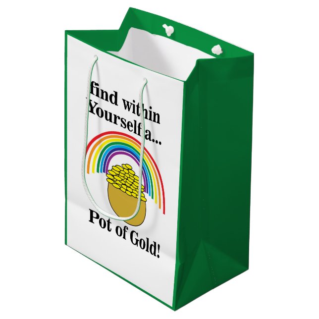 Pot Of Gold Within Yourself Saint Patrick's Day  Medium Gift Bag (Front Angled)