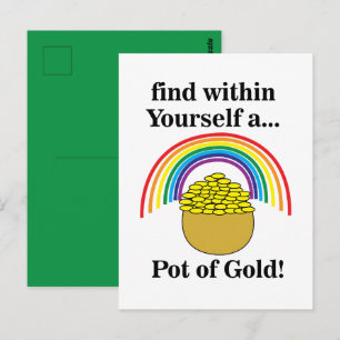 Pot Of Gold Within Yourself Saint Patrick's Day Postcard