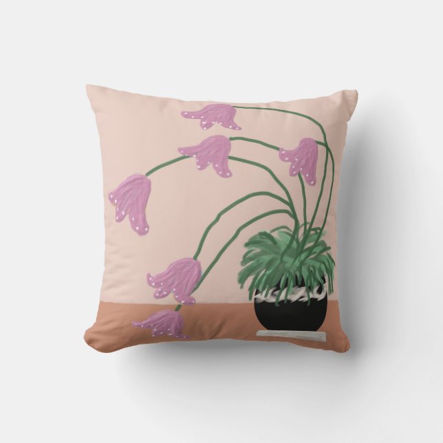 Pot of Lavender Flowers Throw Pillow (Front)