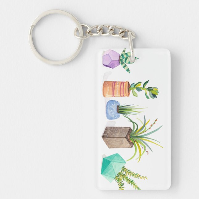 Pot of Succulents Key Ring (Front)