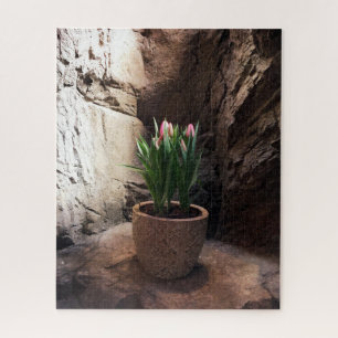 Pot of Tulips in a Grotto Jigsaw Puzzle