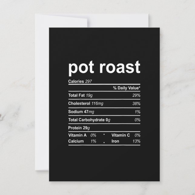 Pot Roast Nutrition Facts Funny Thanksgiving Chris Invitation (Front)