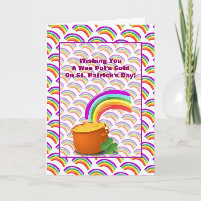 Pot'a Gold and Rainbow St. Patrick's Day Card (Front)