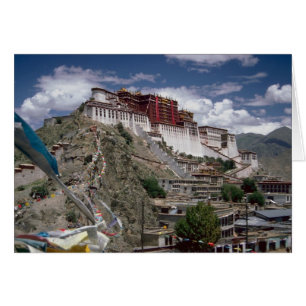 Potala with prayer flags, Tibet, China