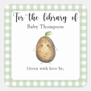 Potato Baby Shower bookplate - for the library of Square Sticker