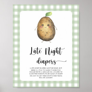 Potato baby shower - Late night diapers game Poster