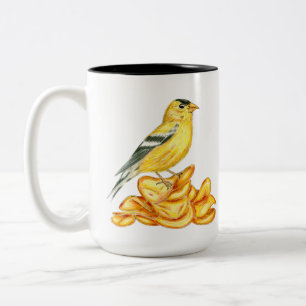 Potato Chip Bird American Goldfinch Illustration Two-Tone Coffee Mug