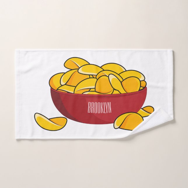 Potato chip cartoon illustration  bath towel set (Hand Towel)
