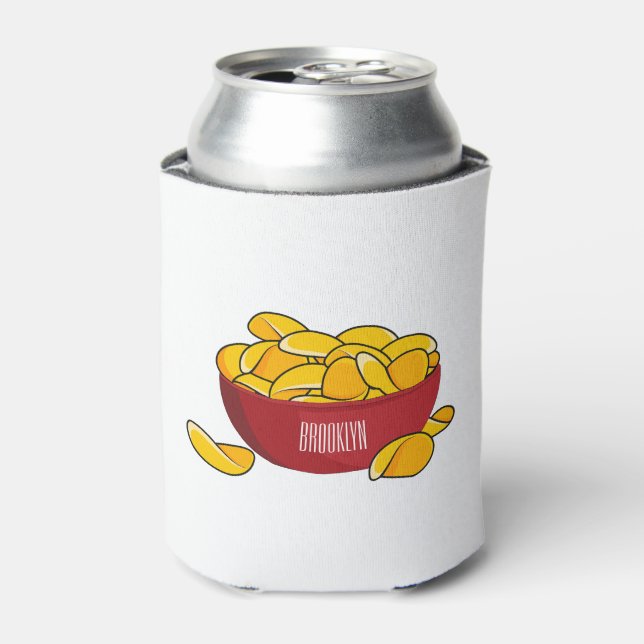 Potato chip cartoon illustration  can cooler (Can Front)