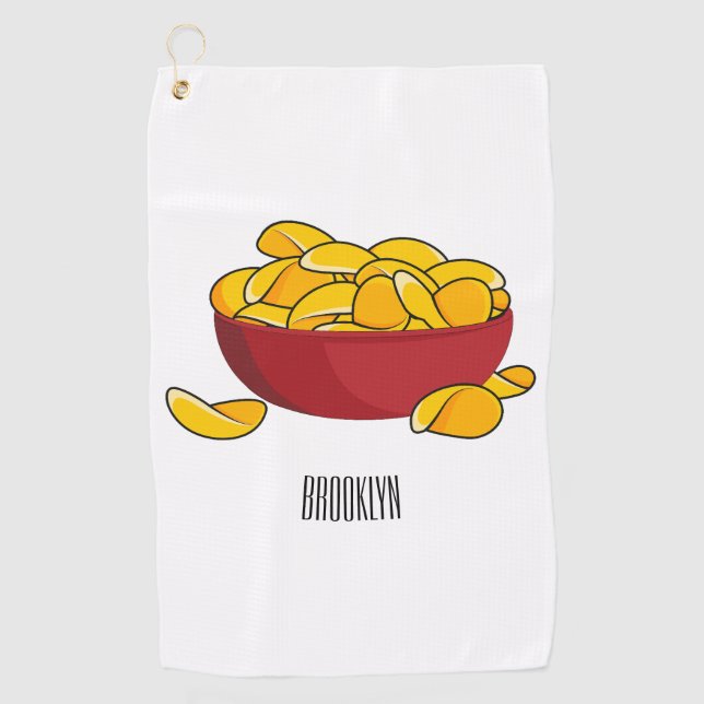 Potato chip cartoon illustration  golf towel (Front)