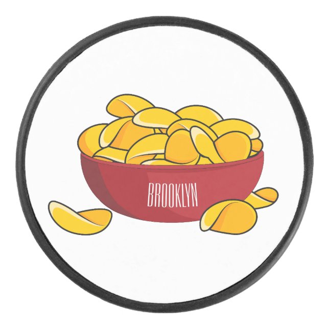 Potato chip cartoon illustration  hockey puck (Front)