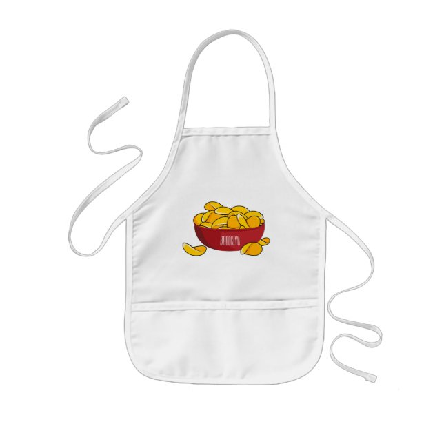 Potato chip cartoon illustration  kids apron (Front)