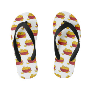 Potato chip cartoon illustration kid's flip flops