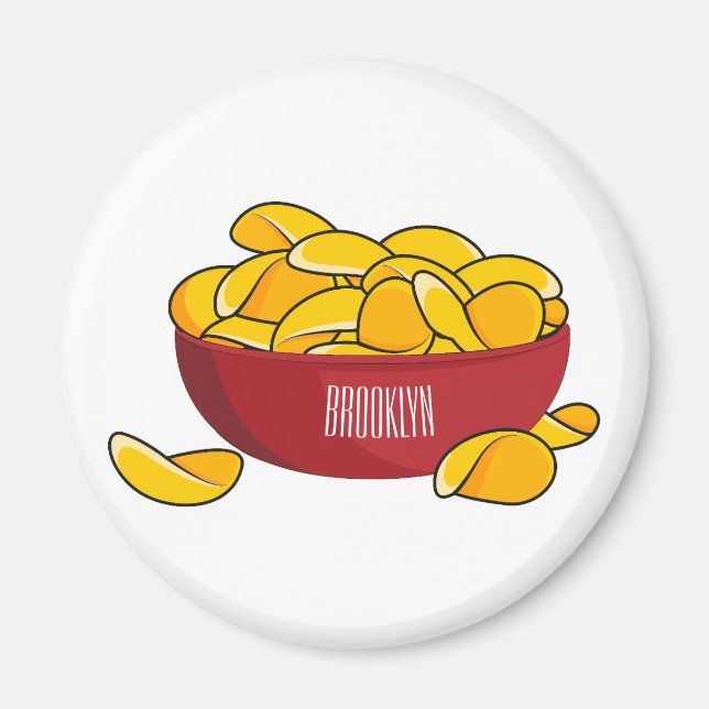 Potato chip cartoon illustration  magnet (Front)
