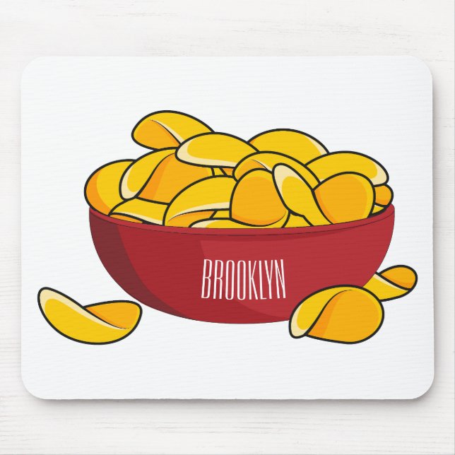 Potato chip cartoon illustration  mouse mat (Front)