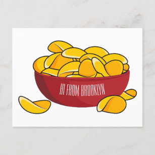 Potato chip cartoon illustration  postcard