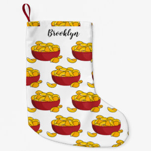 Potato chip cartoon illustration small christmas stocking