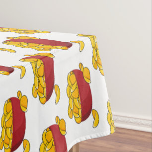 Potato chip cartoon illustration tablecloth