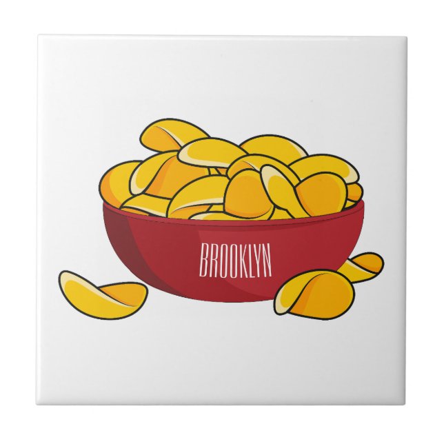 Potato chip cartoon illustration  tile (Front)