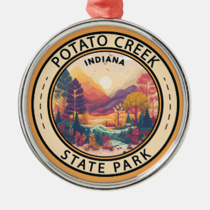 Potato Creek State Park Indiana Emblem Metal Tree Decoration