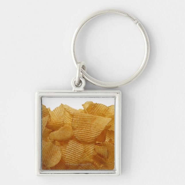 Potato crisps on white background, DFF image Key Ring (Front)