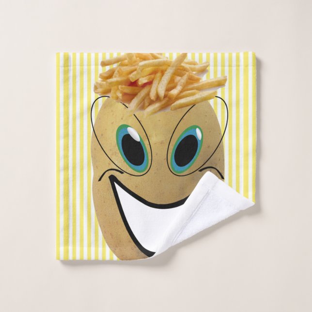 Potato French Fries Stripe Bathroom Towel Sets (Wash Cloth)