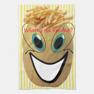 Potato, French Fries Stripe Kitchen Hand Towel