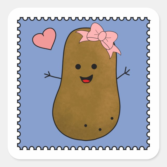 Potato Girl Square Sticker (Front)