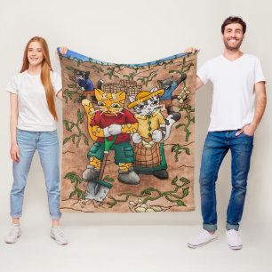 Potato Harvest Cats Fleece Blanket