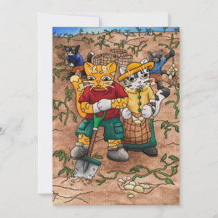 Potato Harvest Gardening and Food Farming Cats Card