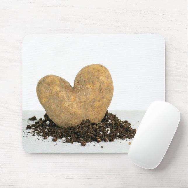 Potato Heart In Dirt Mouse Mat (With Mouse)