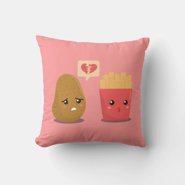 Potato is Heart Broken over French Fries Cushion (Front)