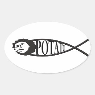 Potato Jesus Fish Emblem Sticker