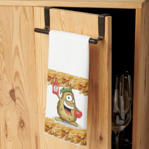 Potato Ketchup Fries White Kitchen Hand Towel