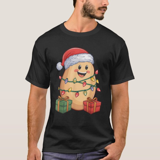 Potato Lover Xmas Lighting Funny Potato Christmas  T-Shirt (Front)