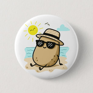 Potato On The Beach Summer Vibes 6 Cm Round Badge