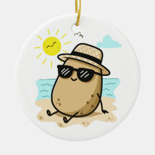 Potato On The Beach Summer Vibes Ceramic Tree Decoration