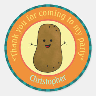Potato Party Thank You Personalised Classic Round Sticker