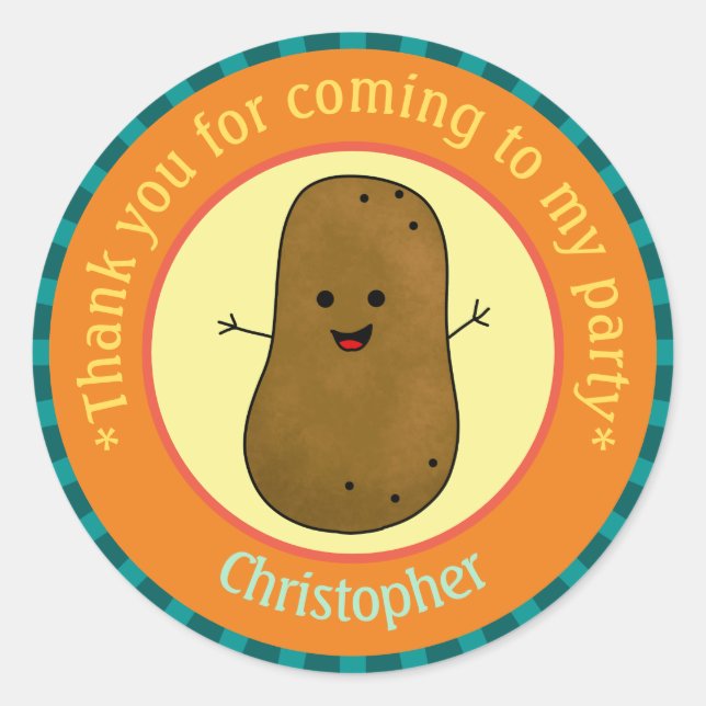 Potato Party Thank You Personalised  Classic Round Sticker (Front)