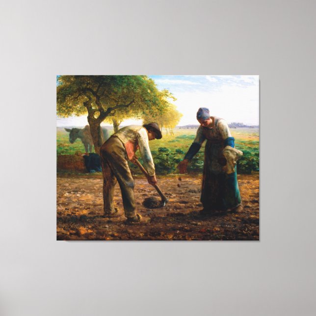 Potato Planters by Jean-François Millet (1861) Canvas Print (Front)