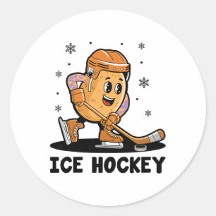Potato Playing Ice Hockey Player Sports Athlete Ga Classic Round Sticker