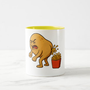 Potato Pooping French Fries l Funny French Fries  Two-Tone Coffee Mug