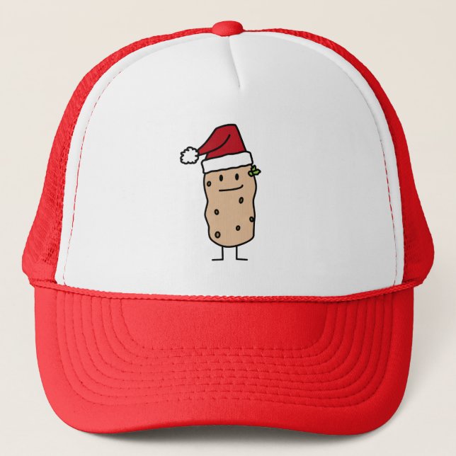 Potato Potatoes wearing Christmas Santa Hat Happy (Front)