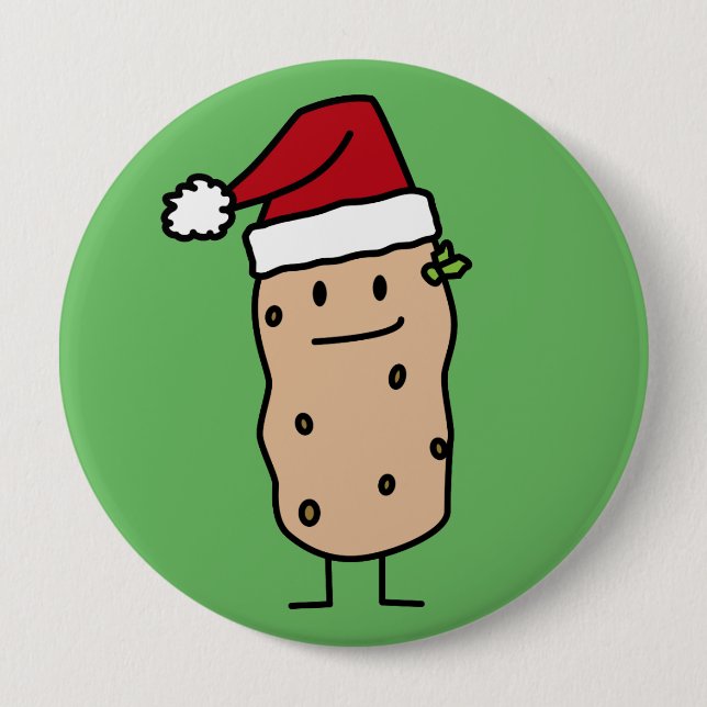 Potato Potatoes wearing Christmas Santa Hat Happy 10 Cm Round Badge (Front)