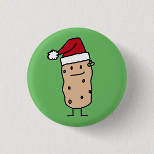 Potato Potatoes wearing Christmas Santa Hat Happy 3 Cm Round Badge