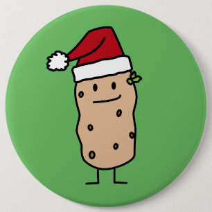 Potato Potatoes wearing Christmas Santa Hat Happy 6 Cm Round Badge