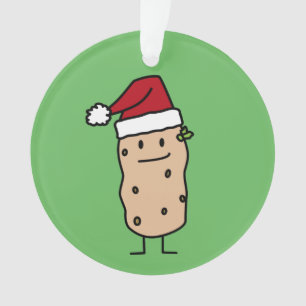 Potato Potatoes wearing Christmas Santa Hat Happy Ornament