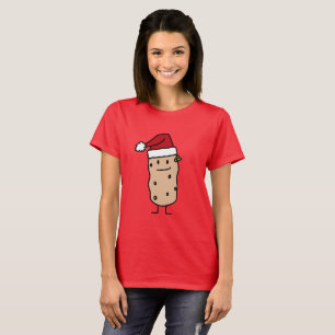 Potato Potatoes wearing Christmas Santa Hat Happy T-Shirt