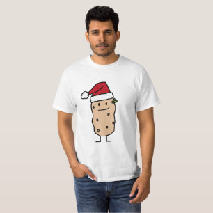 Potato Potatoes wearing Christmas Santa Hat Happy T-Shirt